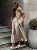 Elegant Satin High Waist Maxi Skirt