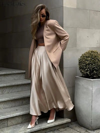 Elegant Satin High Waist Maxi Skirt
