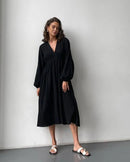 Elegant Long-Sleeved V-Neck Party Beach Dress