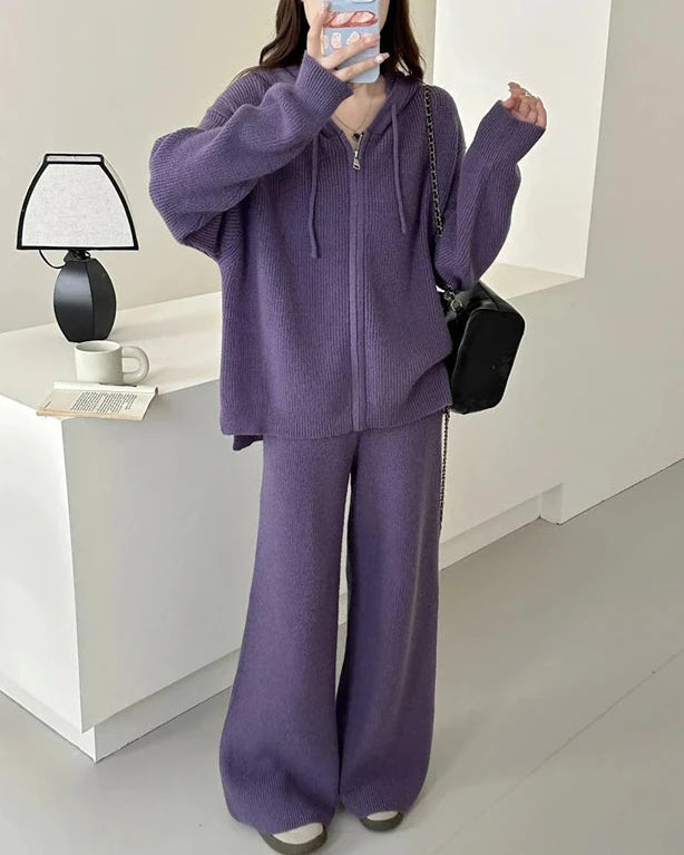 Merino Wool Hooded Knit Set