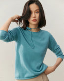 Cashmere Rolled-Up Round Neck Loose Sweater