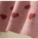 Pink Heart Winter Knitted Sweater