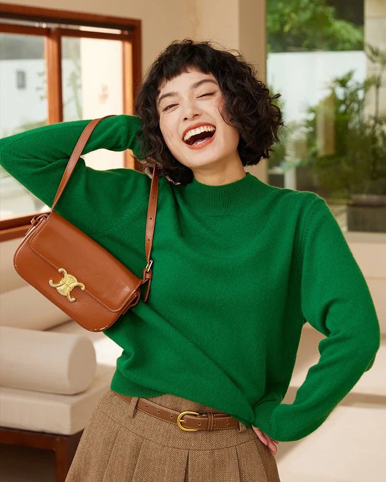 Cashmere Mock Neck Knitted Sweater