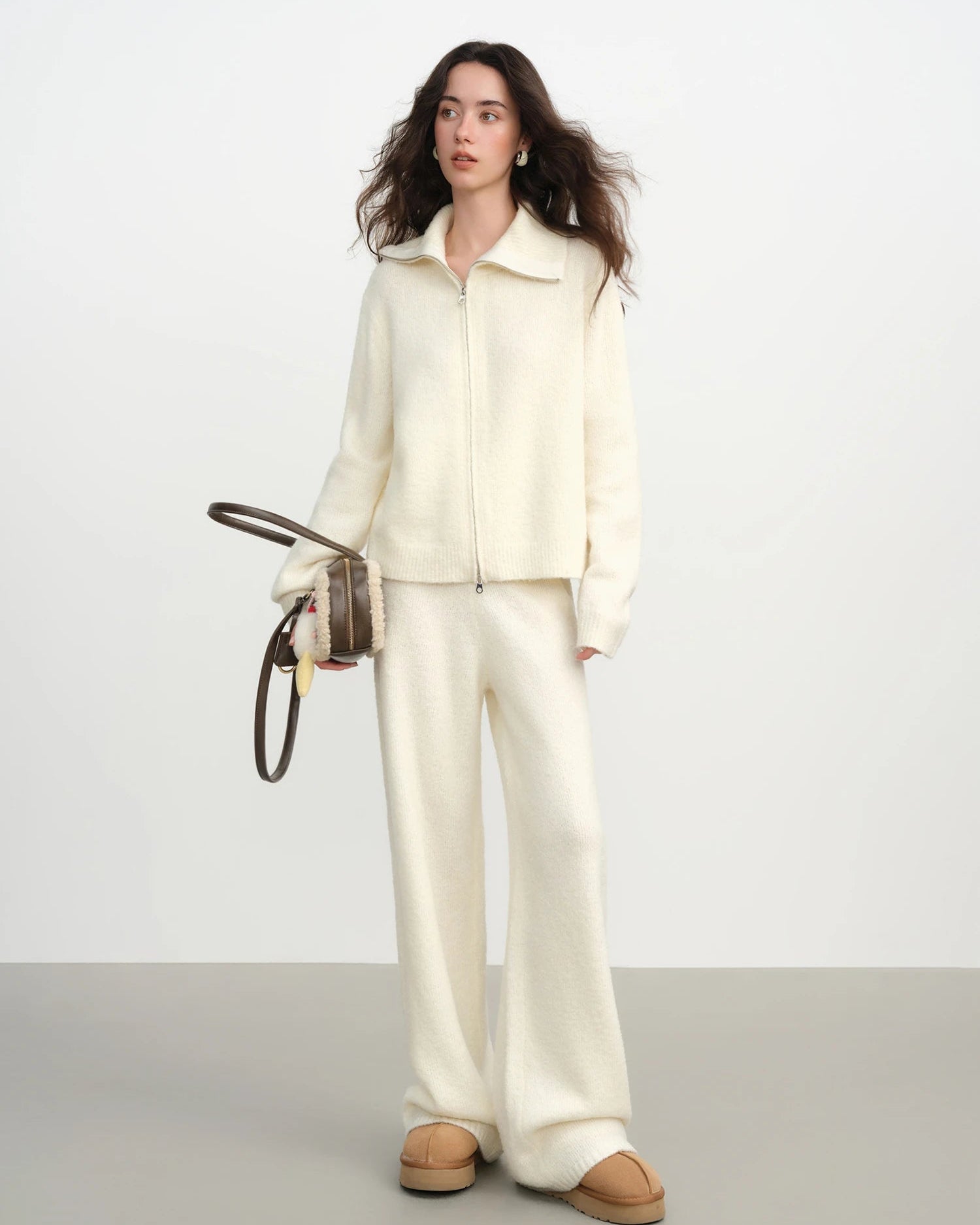 Wool Blend Knit Cardigan Sweater