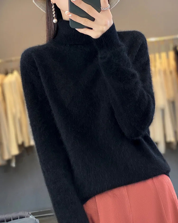 Mink Cashmere Turtleneck Sweater