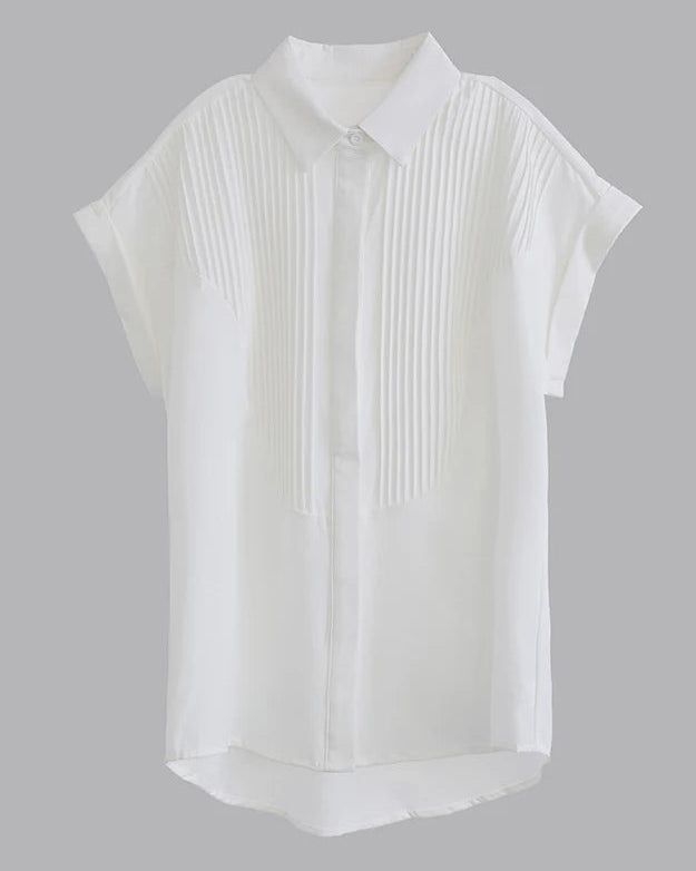 Ruffle-Sleeve Single-Breasted Shirt