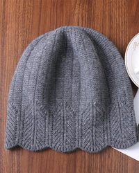 Scalloped Pointelle Wool Beanie