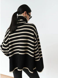 Striped Turtleneck Loose Pullover