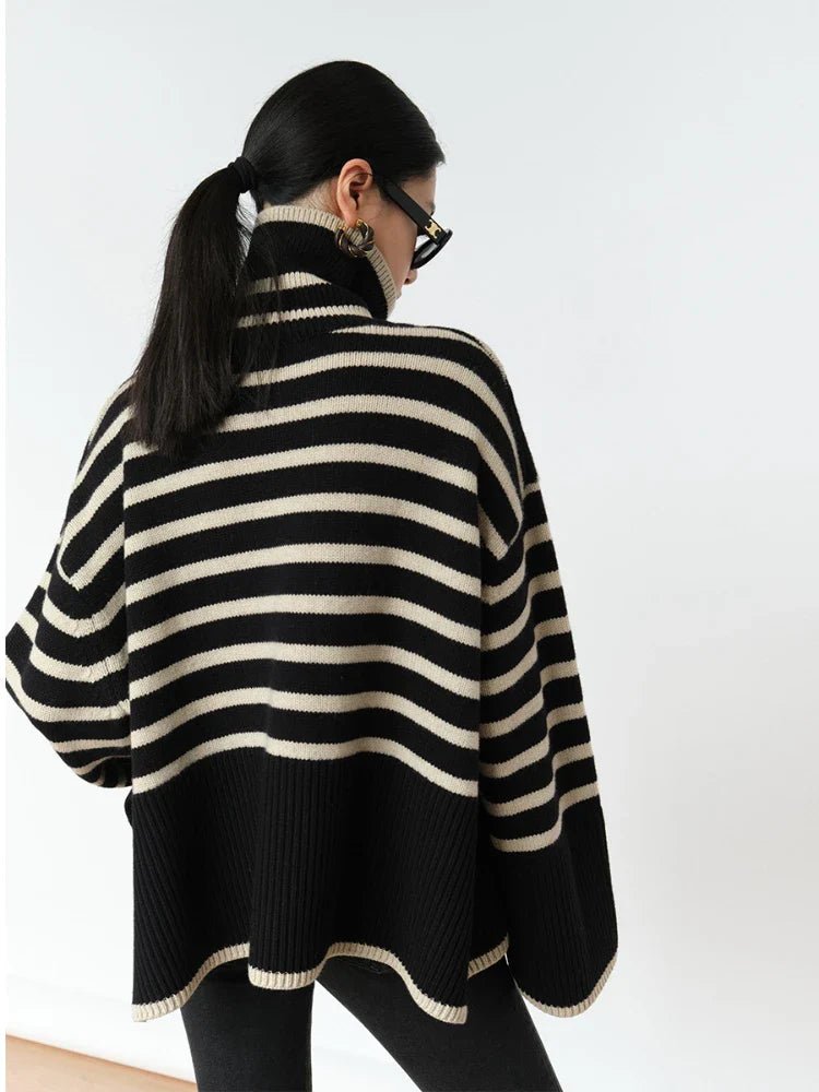 Striped Turtleneck Loose Pullover