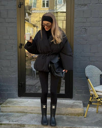 Wrap Collar Adjustable Waist Jacket