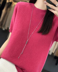 Extrafine Merino Wool Short-Sleeve Sweater
