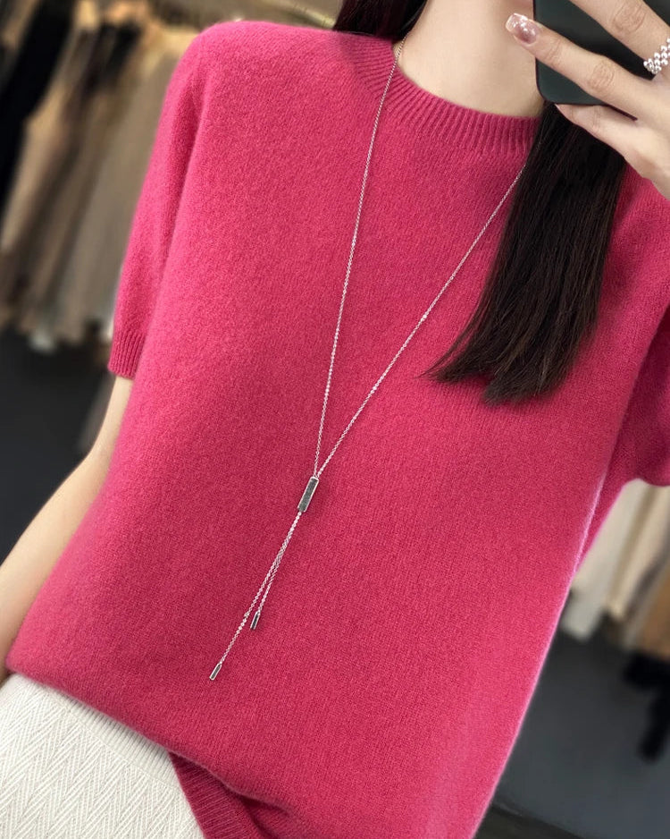 Extrafine Merino Wool Short-Sleeve Sweater