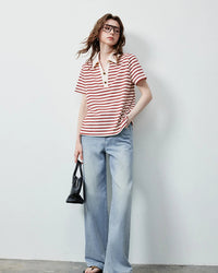 Vintage Stripe Hollow Polo Tee