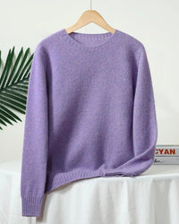 Wool Crew Neck Long-Sleeved Colorful Pullover