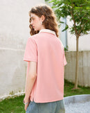 Contrast Color Embroidered Polo Shirt