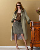 Women Belted Lapel Trench Coat
