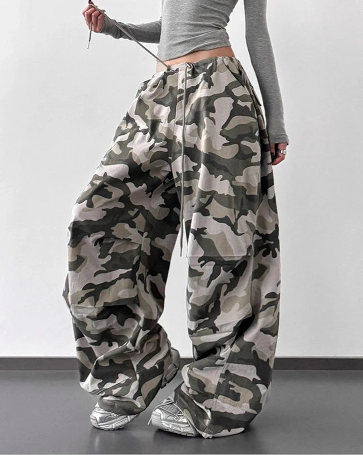 Relaxed Camo High Waist Trousers
