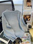 Round-Neck Oversized Knitted Pullover