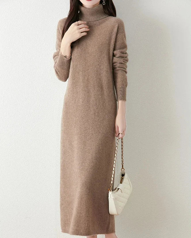 Merino Wool Turtleneck Knit Dress