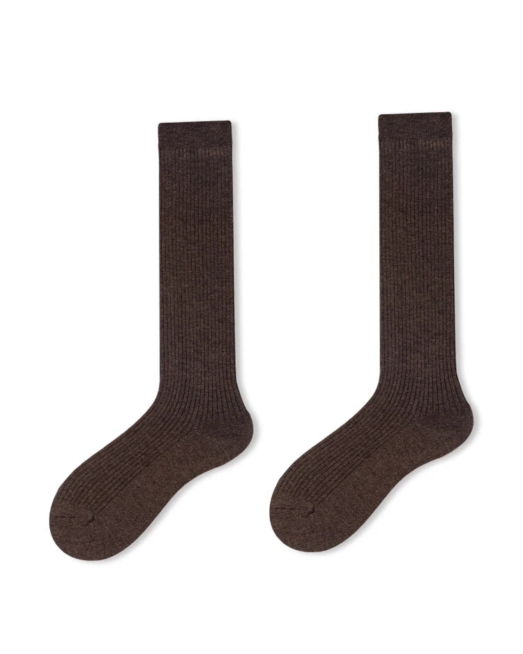 Wool Blend Ribbed Calf Socks
