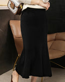 Merino Wool Knit Trumpet Midi Skirt