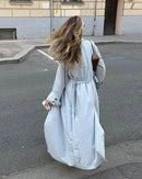 Women Stand Collar Long Trench Coat