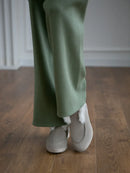 Half Turtleneck Sweater & Wide Leg Pants Knitted Set