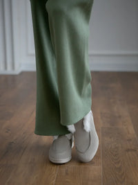 Half Turtleneck Sweater & Wide Leg Pants Knitted Set