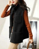 Structured Wool Blend Sleeveless Waistcoat