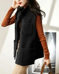 Structured Wool Blend Sleeveless Waistcoat
