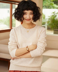 Cashmere Crew Neck Long-Sleeved Pullover Sweater