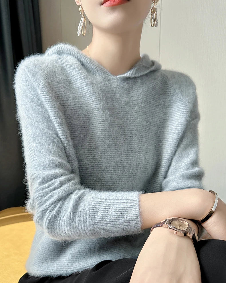 Cashmere Hooded Loose-Fit Knit Pullover
