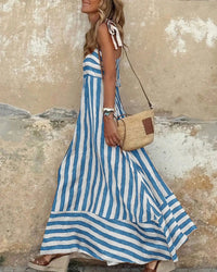 Bohemian Striped Sheer Maxi Dress
