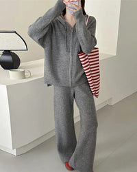 Merino Wool Hooded Knit Set