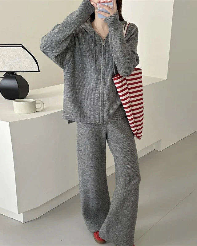 Merino Wool Hooded Knit Set