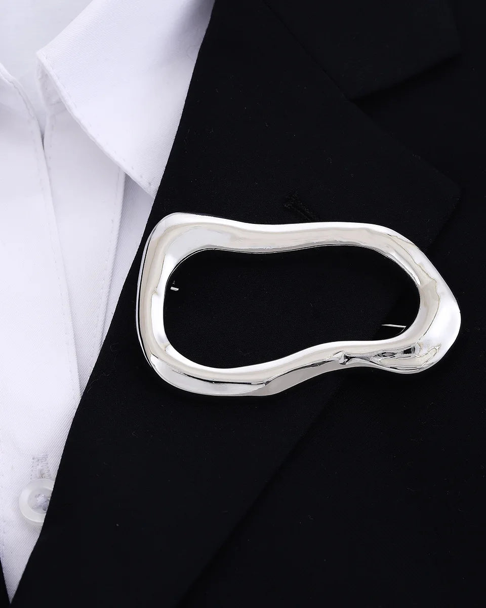 Irregular Oval Polished Brooch