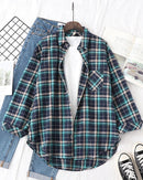 Plaid Lapel Single-Breasted Loose Shirt