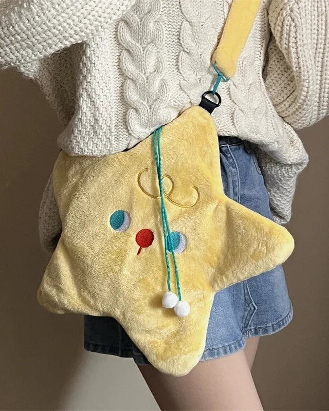 Star-Shaped Faux Fur Crossbody Bag