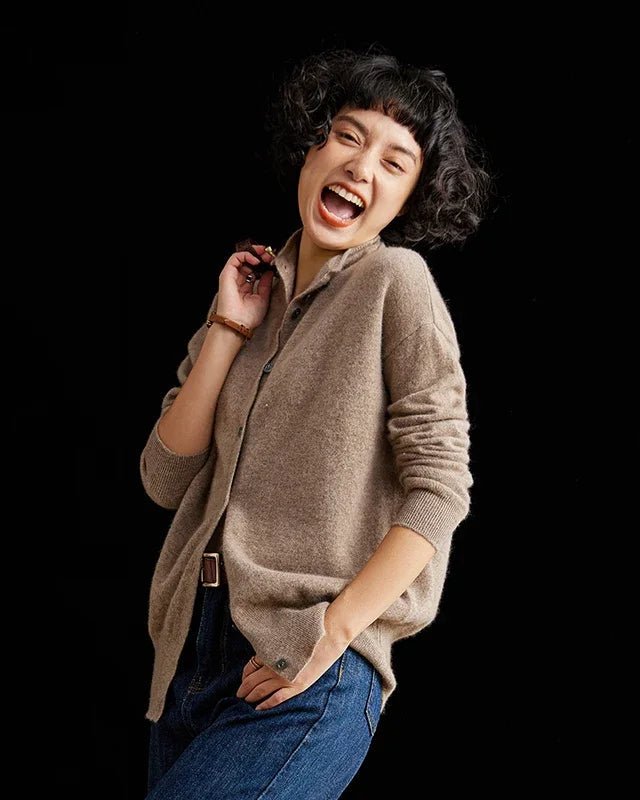 Cashmere & Wool Turtleneck Long-Sleeved Cardigan