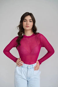 Slim See-Through Pullover Top