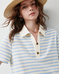 Vintage Stripe Hollow Polo Tee