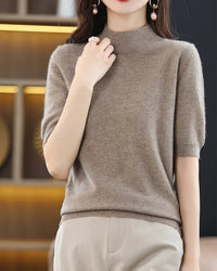 Merino Wool Mock Neck Knit Top