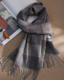 Plaid Wool Fringe Scarf