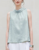 Casual Sleeveless Stand-Up Collar Fashion T-Shirt