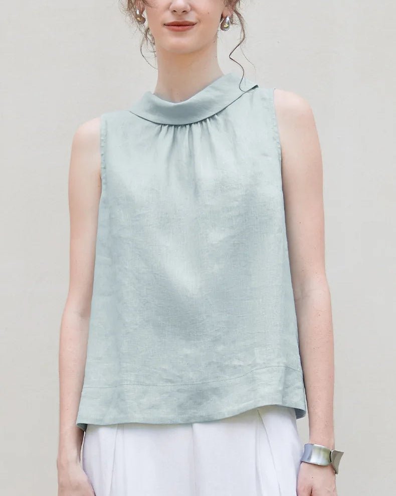 Casual Sleeveless Stand-Up Collar Fashion T-Shirt