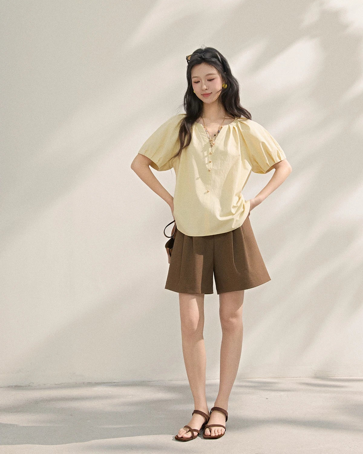 High-Waisted A-Line Straight Leg Shorts