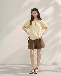 High-Waisted A-Line Straight Leg Shorts