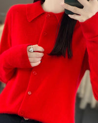 Mink Cashmere Polo Cardigan