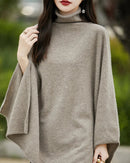Wool Shawl-Style Mid-Length Sleeveless Pullover