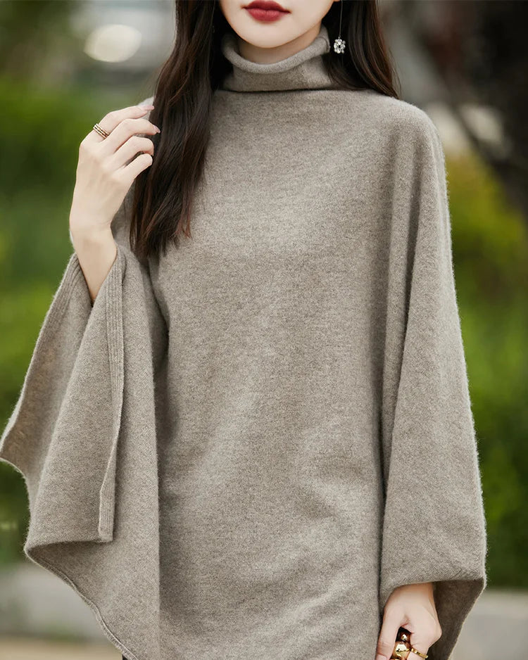 Wool Shawl-Style Mid-Length Sleeveless Pullover